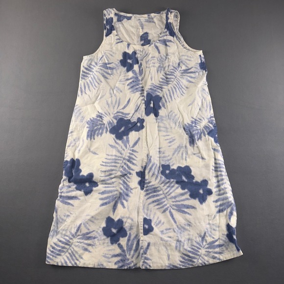 J. Jill Dresses & Skirts - J. Jill Love Linen Dress Womens Small Blue White Tropical Floral Palm Sleeveless
